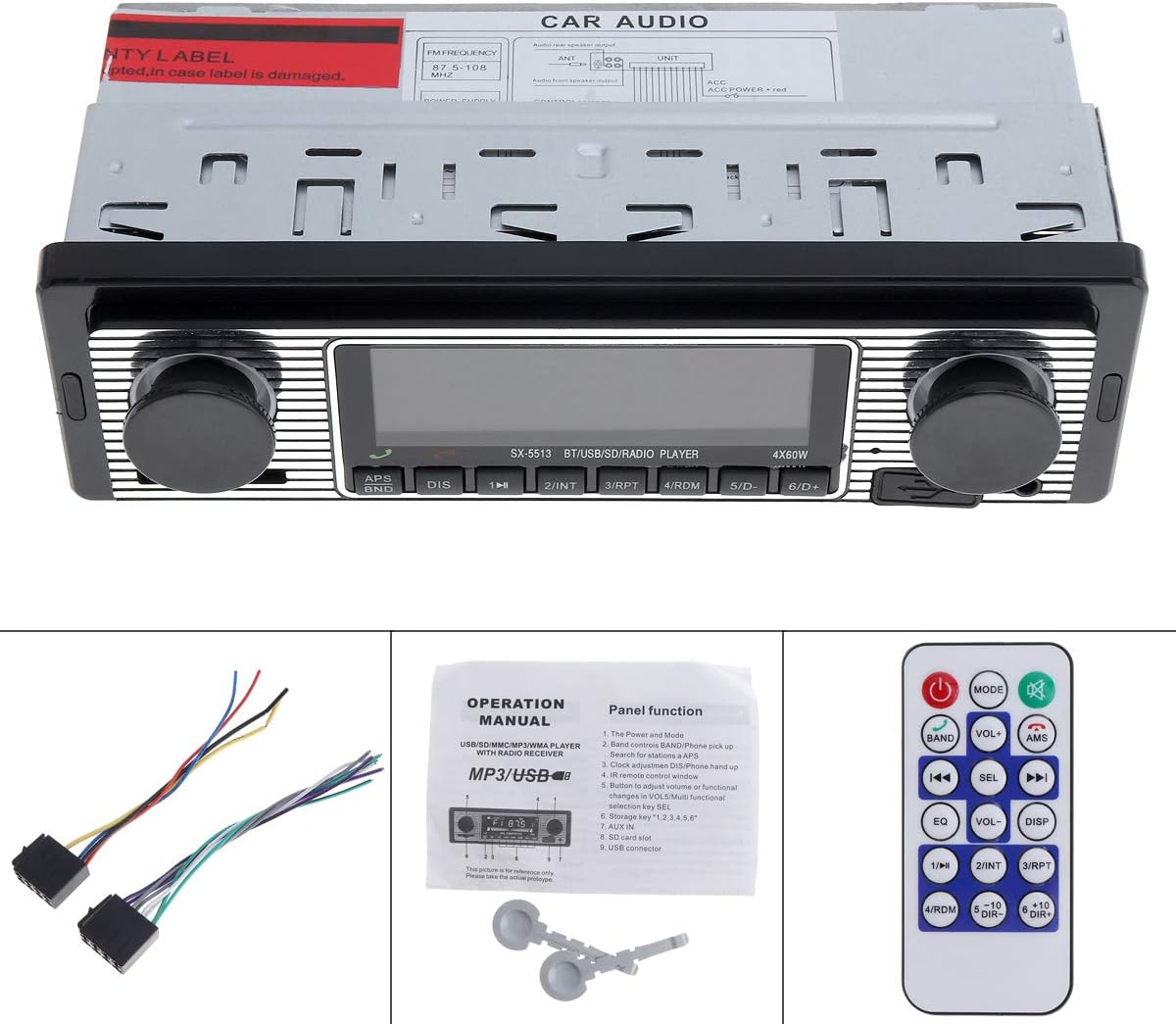 12V Bluetooth Car Radio MP3 Player Vehicle Stereo Audio Support FM/USB/SD/AUX with Remote Control