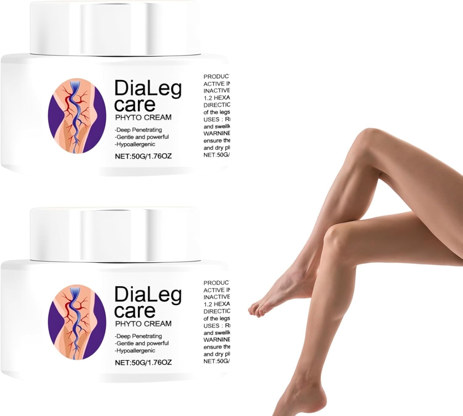 1PCS DiaLeg Intensive Leg Care Cream，Treatment Formula for Soothed, Dialeg Care Phyto Cream Revitalized Legs & Enhanced Support Moisturizes the Skin of the Legs