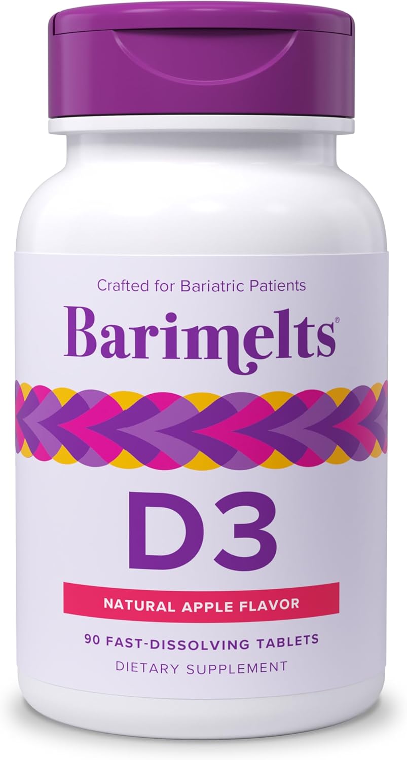 BariMelts Vitamin D3 5000 IU, 90 Fast-Dissolving Tablets (3-Month Supply), Bariatric Vitamins for Women, Natural Apple Flavor​