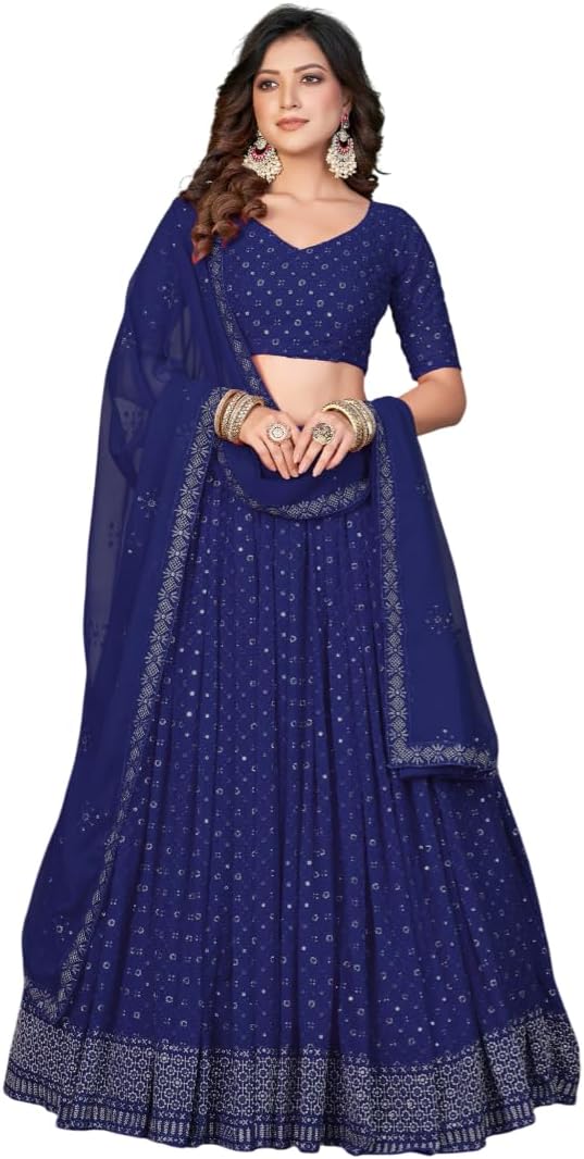 Traditional Georgette Lehenga Choli Indian ready to wear Flared with stitched blouse for Diwali/Navratri