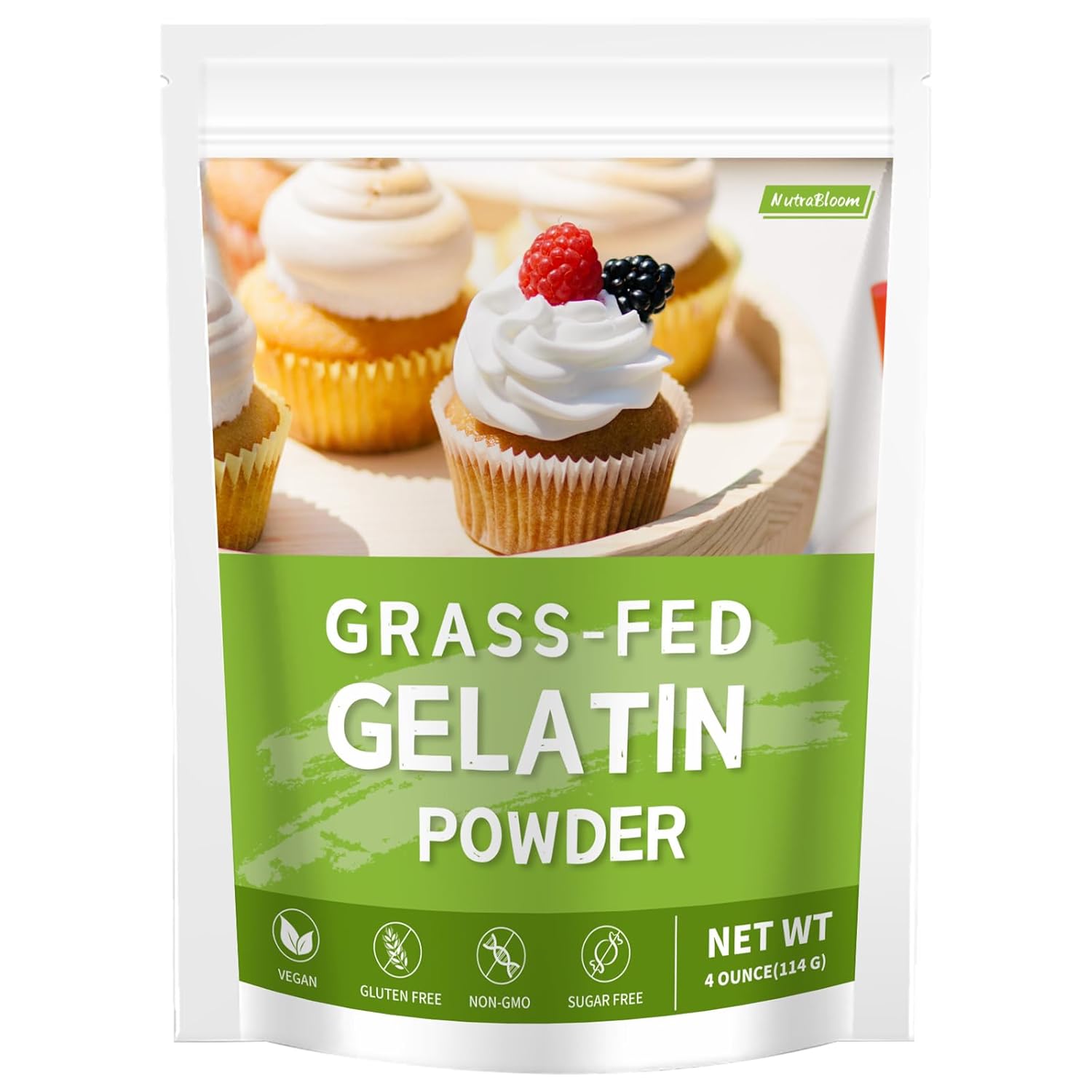 NutraBloom Unflavored Gelatin Powder, Premium Versatile Thickening Agent Beef Gelatin Powder 4 Ounce for Baking, Cooking Homemade Treats