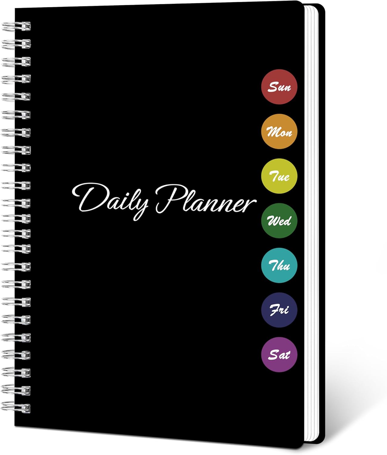Daily Weekly Planner with Hourly Schedules, To Do List, Daily Planner for Office and Personal Organizer - Flexible PVC Cover, 5.5" X 8.5", Black