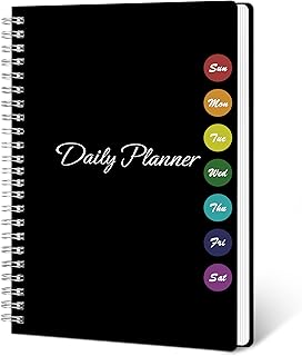 Daily Weekly Planner with Hourly Schedules, To Do List, Daily Planner for Office and Personal Organizer - Flexible PVC Cover, 5.5" X 8.5", Black