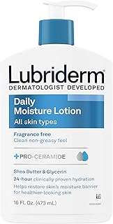 Lubriderm Fragrance Free Daily Moisture Lotion + Pro-Ceramide, Shea Butter & Glycerin, Face, Hand & Body Lotion for Sensitive Skin, Hydrating Lotion for Healthier-Looking Skin, 16 fl. oz