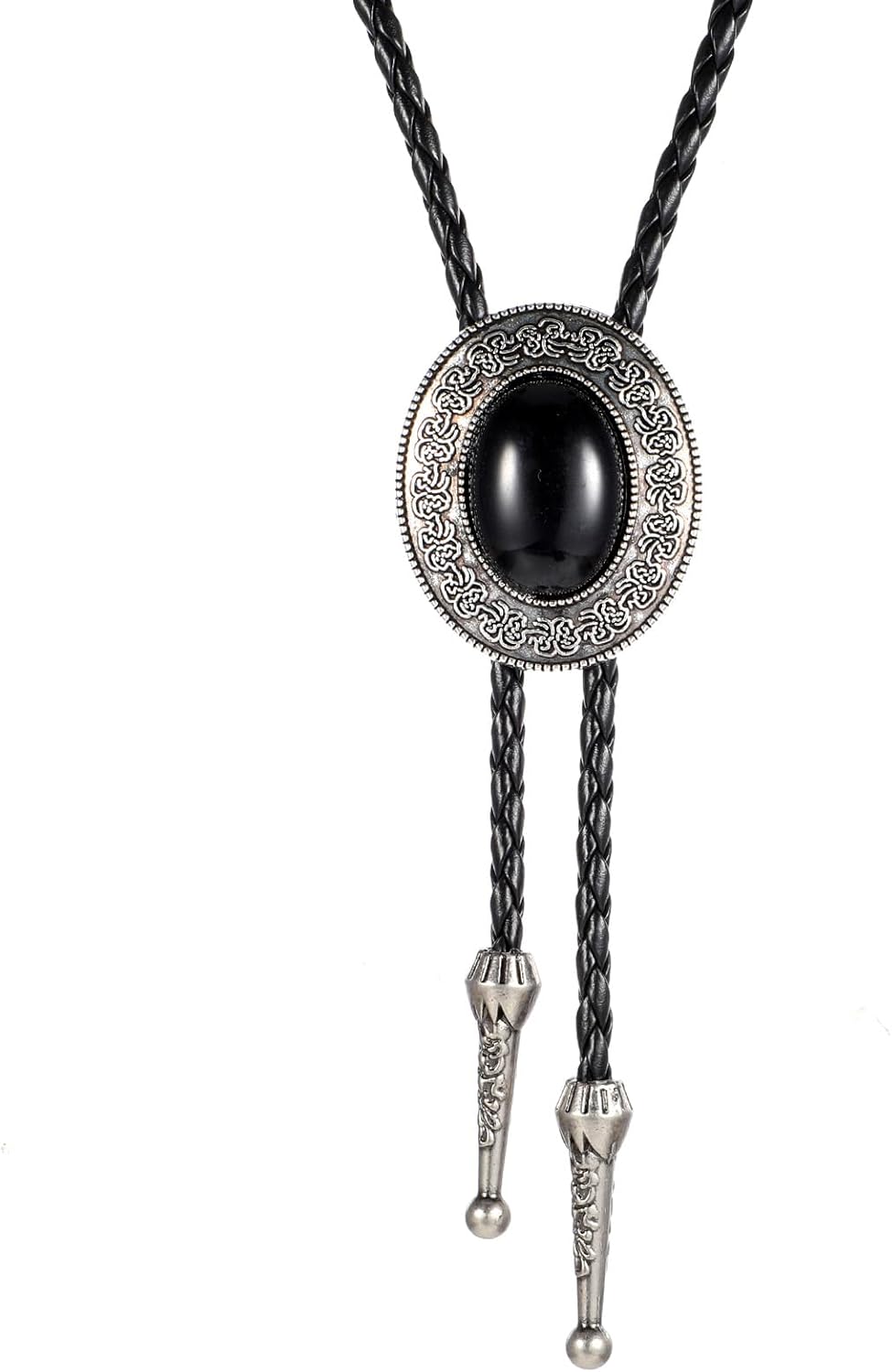 ElevateTech 1PCS Bolo Tie For Men Necklace Accessories Fashion, Round Shape Western Cowboy Bola Bolero Tie Supplies, Western Jewelry Handmade With Alloy Black Turquoise Cowboy Banquet Birthday Anniver