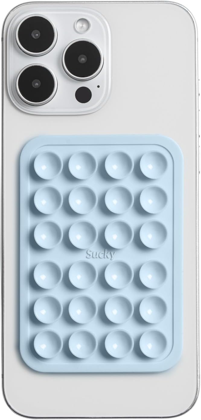 Sucky Baby Blue Suction Phone Case Octo Cup Buddy Mount for iPhone Android | Silicone, Adhesive, Anti-Slip Holder, Hands-Free Phone Accessory, Sticky Grip, Selfies, Videos