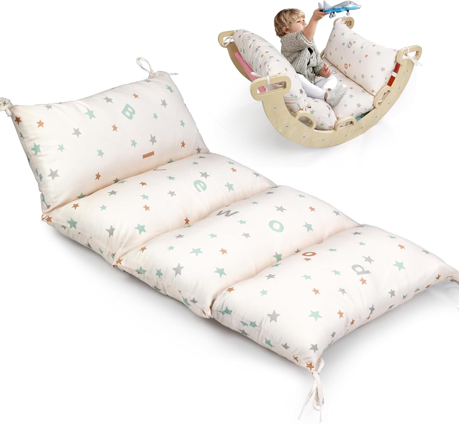 BlueWood Cushion for Climbing Arch, Montessori Philosophy Soft and Non-Slip Pillow for Kids, Pikler Cushion for Reading, Playing, Games, Parties (Pearl)