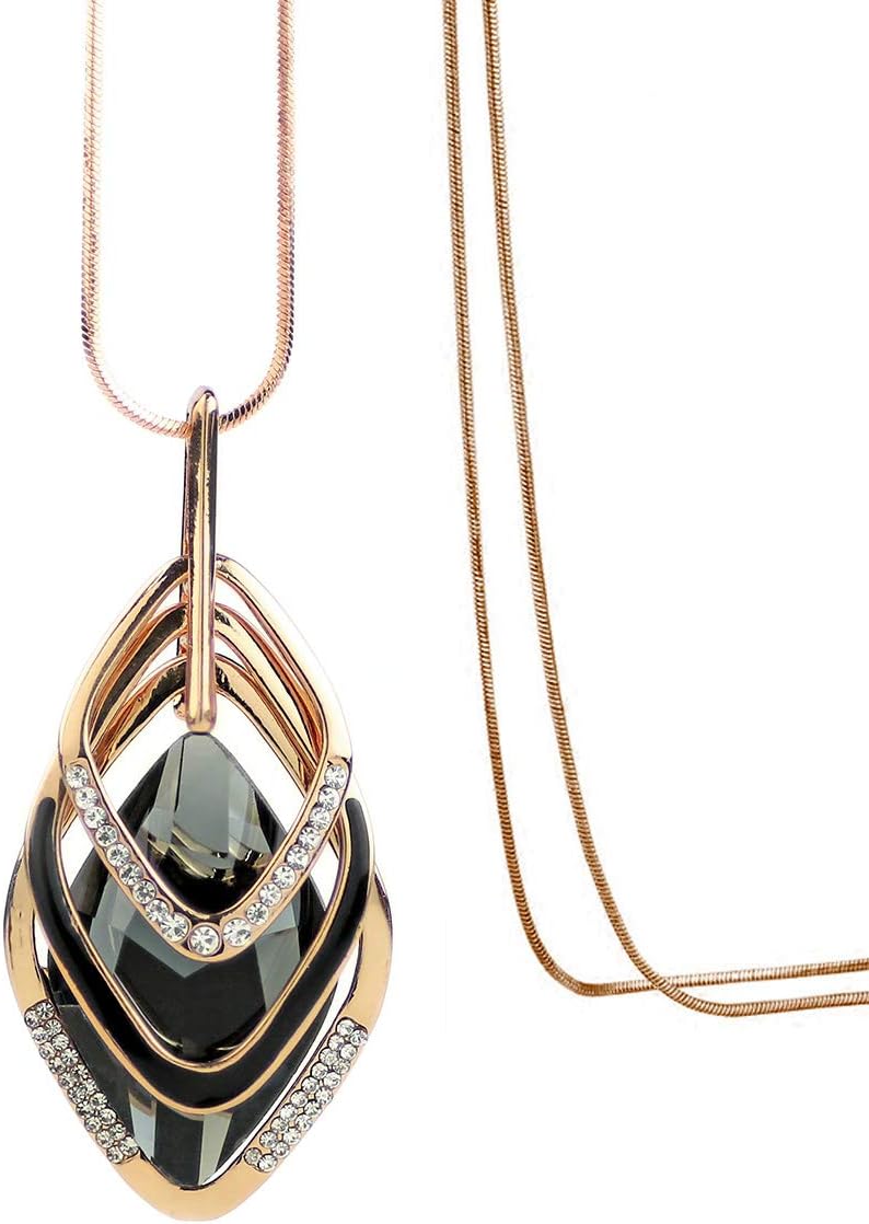 Mecool Triple Layer Pendant Necklace Long Statement Pendant Necklace Long Sweater Chain