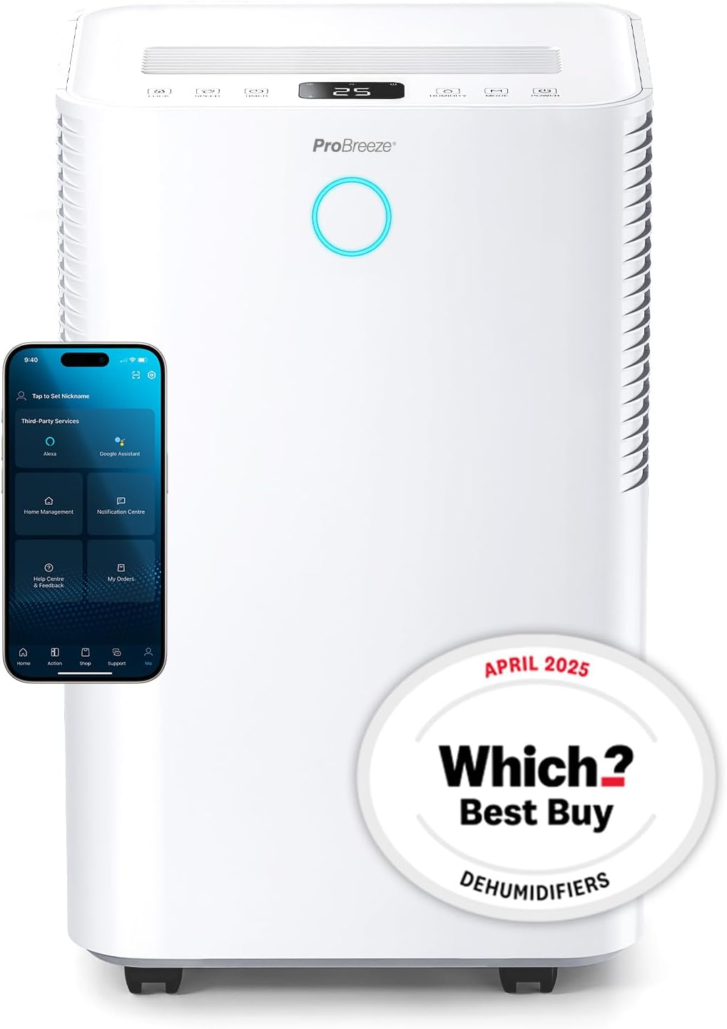 Pro Breeze® 20L OmniDry WiFi Dehumidifier with Automatic Humidity Sensor & Display, Sleep Mode, 24Hr Timer, Laundry Drying, Continuous Drainage with Smart App - WHICH? BEST BUY DEHUMIDIFIER AWARD
