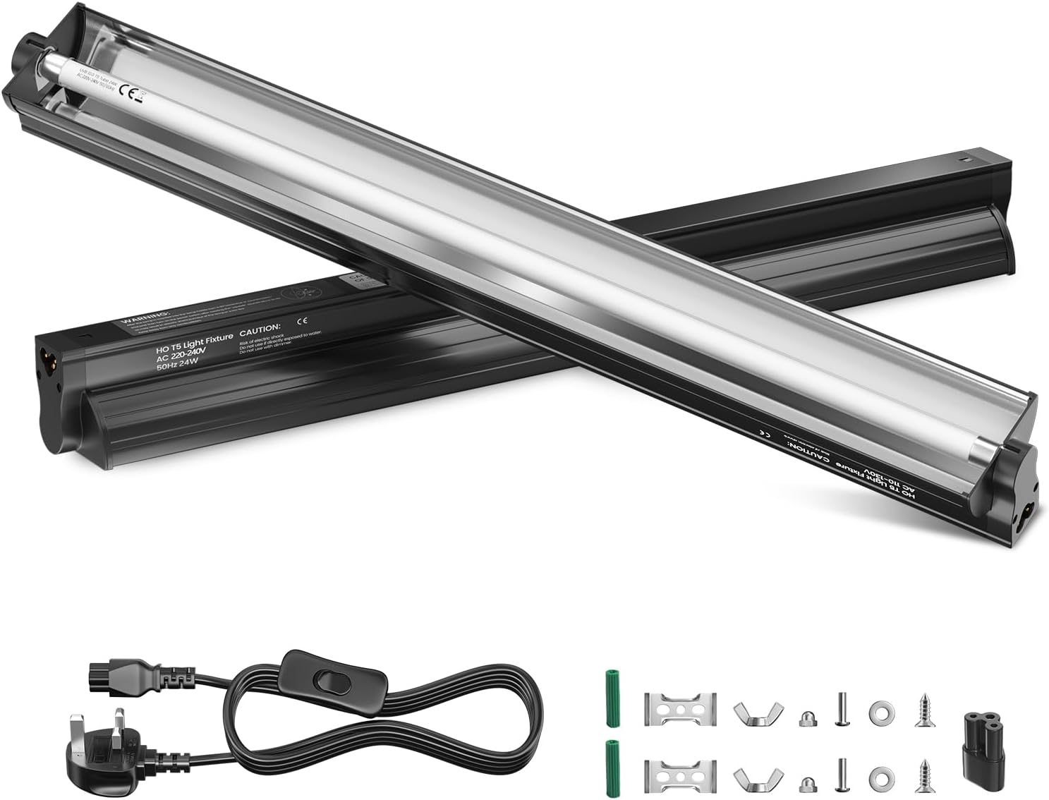 GlowUp 24W T5 UVB Light Reptile kit-10.0 UVB Lighting Combo Kit, 22-Inch/57.6cm Reptile Light Fixture with Fluorescent Tube for Vivariums, Desert Reptiles, Bearded Dragons, Lizards, Snakes
