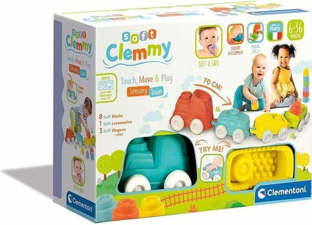 Clementoni 17424, Soft Clemmy Touch, Move & Play Sensory Train for Babies and Toddlers, Ages 6 months Plus