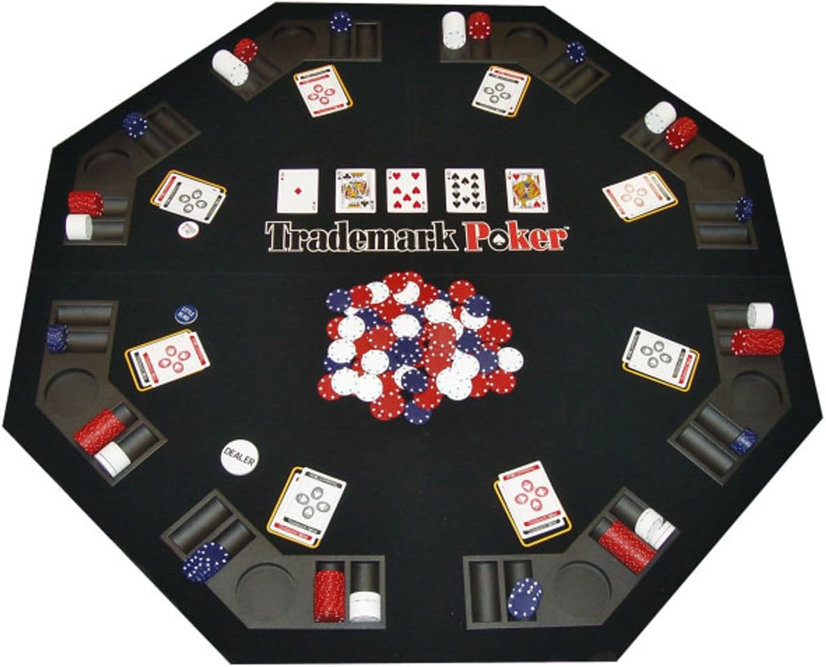 Poker Table Topper - Foldable Texas Hold 'Em Set with Carry Case, 300 Poker Chips, 2 Decks of Cards, and Dealer and Blind Buttons by Trademark Poker
