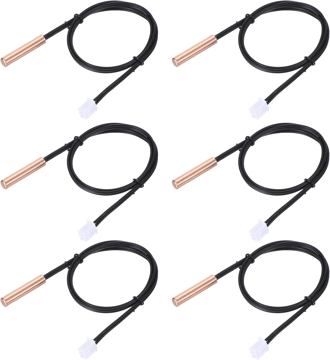 PATIKIL 100K NTC Temperature Sensor, 6 Pcs 15.7 Inch 1% 3950 Waterproof Copper Temperature Sensor Probe Temp Sensor Digital Temperature Transmitter Extension for Air Conditioner Fridge
