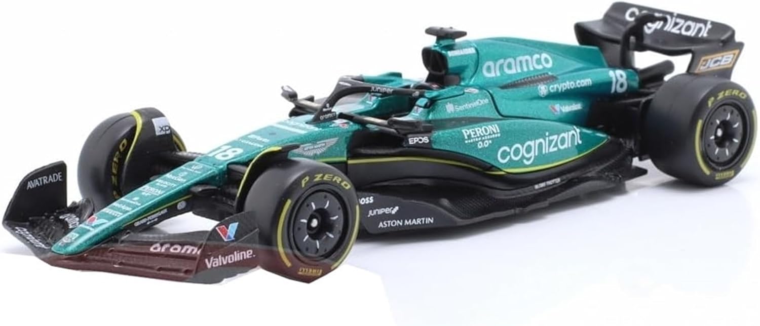 Bburago Formula 1 F1 Asto Martin AMR 23 Lance Stroll (2023) - 1:43 Scale - In credibly Detailed Die-Cast Replica Collectible Race Car, Blue