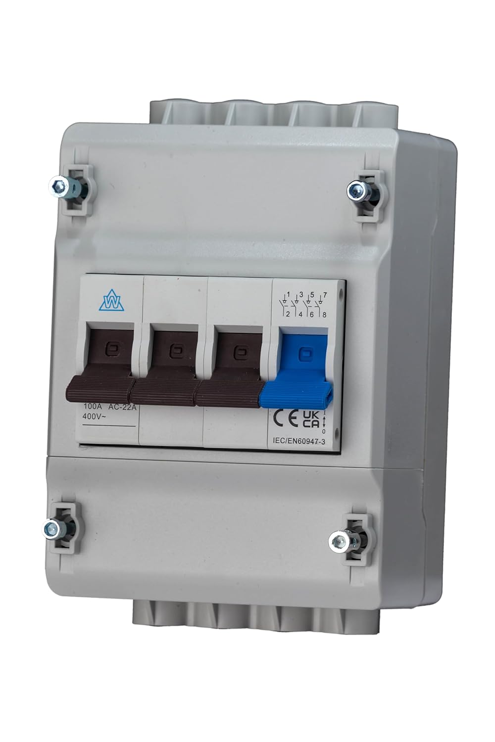 4 Pole Dual Terminal Meter Isolation Switch in Plastic Enclosure with Sealable Lid Screws WEC44100