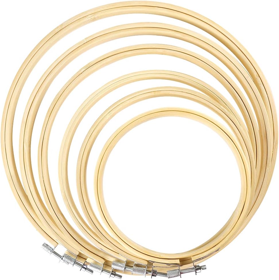 Caydo 6 Pieces Embroidery Hoop Set Circle Cross Stitch Hoop Ring 4 inch to 10 inch for Embroidery and Cross Stitch