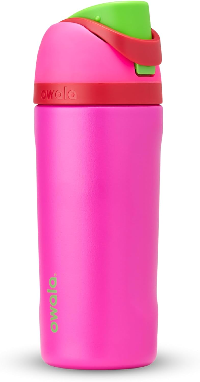 Owala Kids FreeSip Insulated Stainless Steel Water Bottle with Straw, BPA-Free Sports Water Bottle, Great for Travel, 16 oz, All The Berries