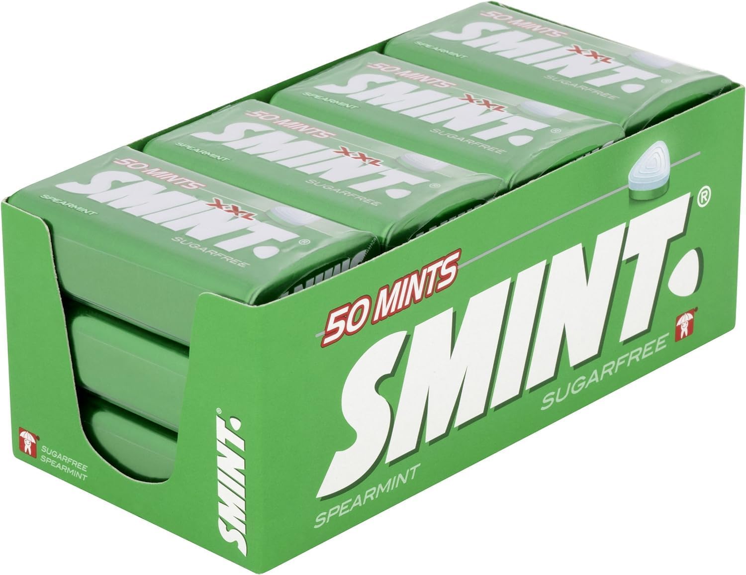 Smint Sugar Free Mints, Spearmint Flavour, Suitable for Vegetarians – 12 x 50 XXL Tins