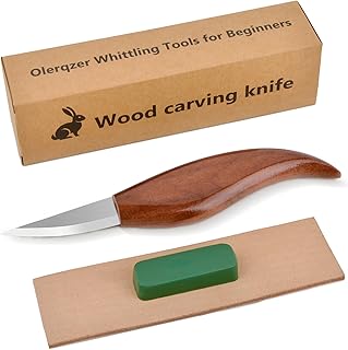 Wood Carving Knife With Leather Strop and Polishing Compound,Wood Whittling Knife,Wood Carving Tools for Beginners,Adults and Kids Whittling Tools (Sloyd Carving Knife)