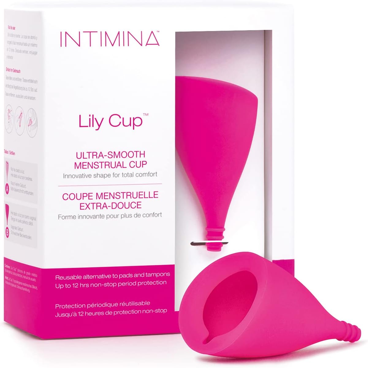 INTIMINA Lily Cup - Thin Reusable Menstrual Cup, Up to 8 Hours Use, Size B