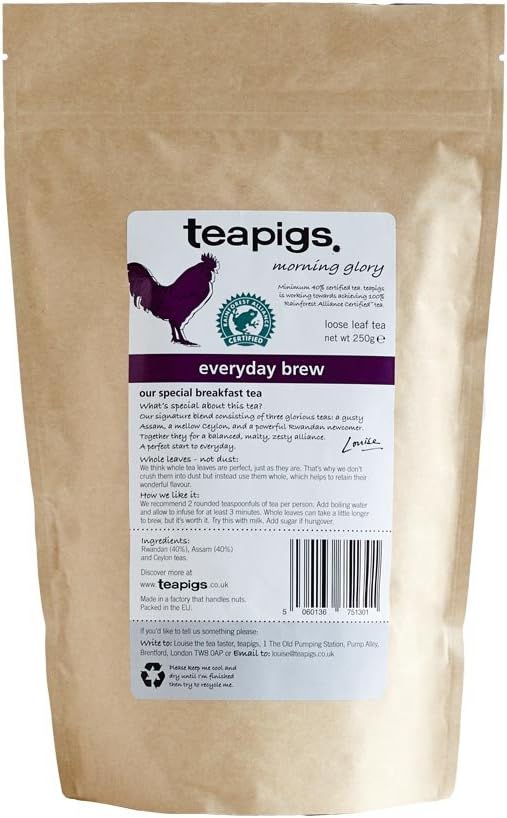 Teapigs Everyday Brew Loose Leaf Tea - Whole Leaf English Breakfast Blend - Assam, Rwandan & Ceylon Black Tea - Full-Flavoured & Rich - Great Taste Award Winner - 250g (1 Pack)