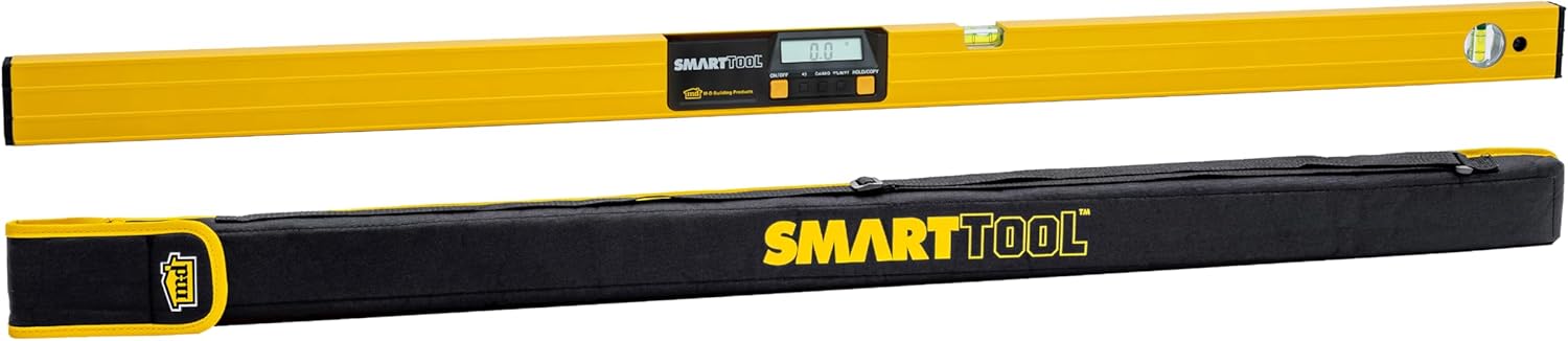 M-D Building Products 92325 SMARTTOOL® 48 Inch Digital Level: Precision Measurement w/LCD Screen, Audible Alerts, Water Resistance, High Visibility, & Heavy-Duty Aluminum Frame - Includes Carry Case