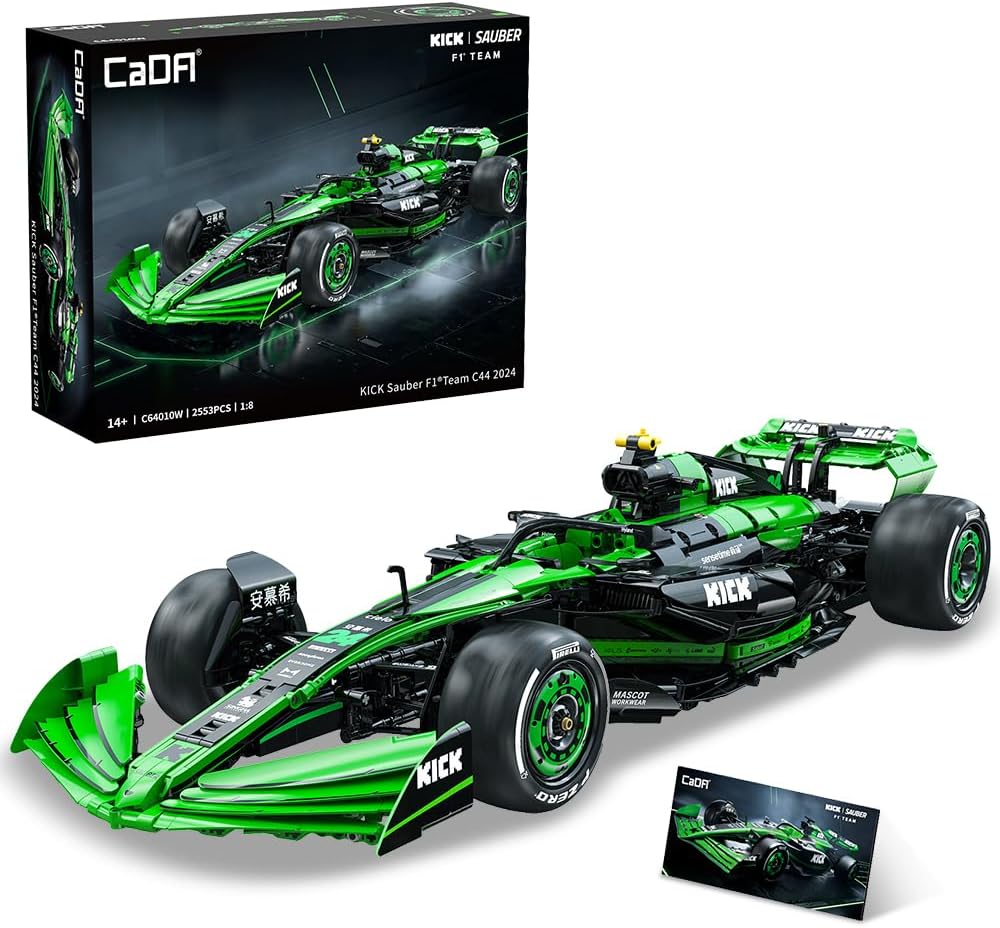 C64010W Kick Sauber F1 Team C44 Racing Building Set,MOC 1:8 F1 Building Block Car,Formula 1 Championship Super Car Model for Adults (2553pcs)