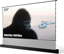 AWOL VISION 100" Motorized Rising Matte White Projector Screen for Long Short Ultra Short Throw Projector, Floor Stand Indoor Outdoor Theater Screen, 170°+ Viewable 4K/8K Ultra HD MW-F210