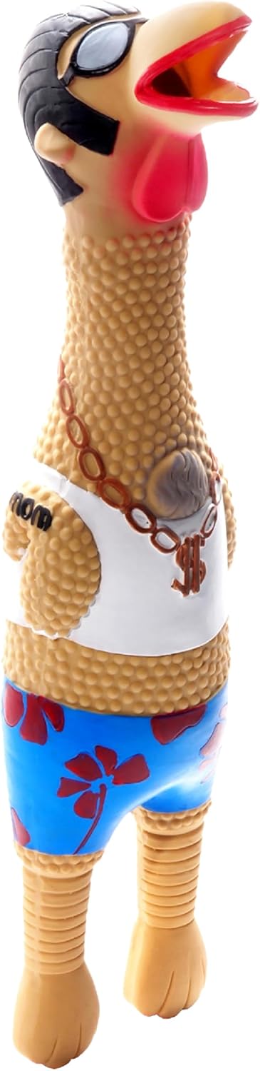 Outward Hound by Charming Pet Squawkers Earl Latex Squeaky Rubber Chicken Dog Toy, Funny Interactive Holiday Toy for Dogs, Large Size