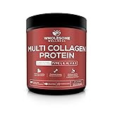 Multi Collagen Protein Powder Hydrolyzed (Type I II III V X) Grass-Fed All-in-One Super Bone Broth + Collagen Peptides - Premium Blend of Beef, Chicken, Wild Fish, Eggshell, 58 Servings, Unflavoured
