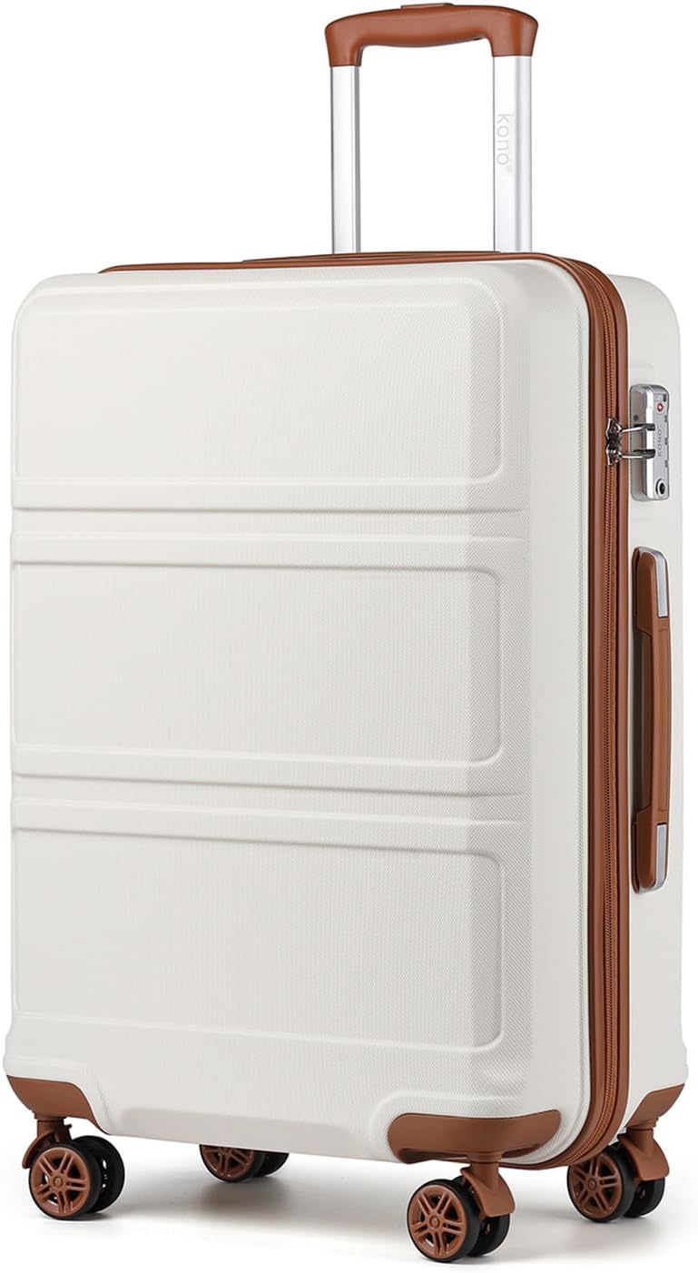 Kono Fashion Hand Luggage Lightweight ABS+PC Hard Shell Trolley Travel Suitcase with TSA Combination Lock and 4 Spinner Wheels