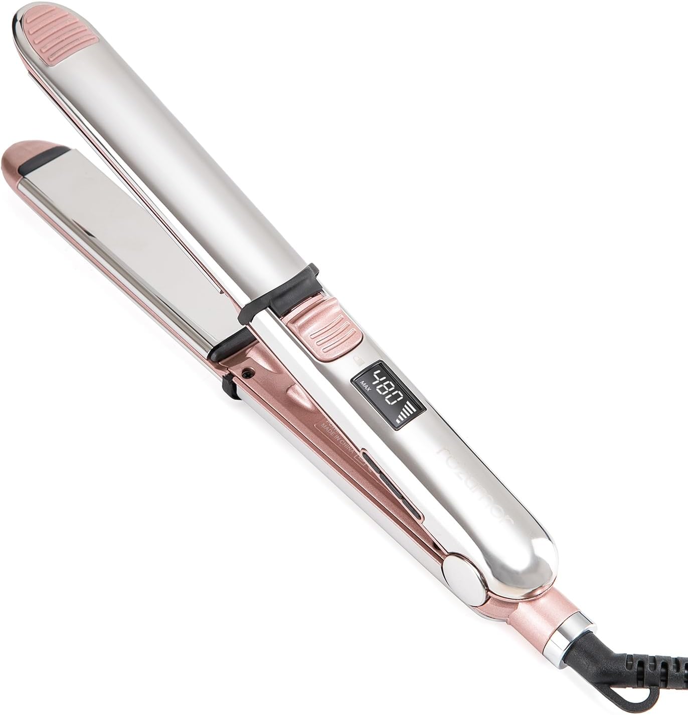 2-in-1 Titanium Ionic Flat Iron,Professional Hair Straightener & Curler, Fast Heating, Dual Voltage, Pink, for All Hair Types