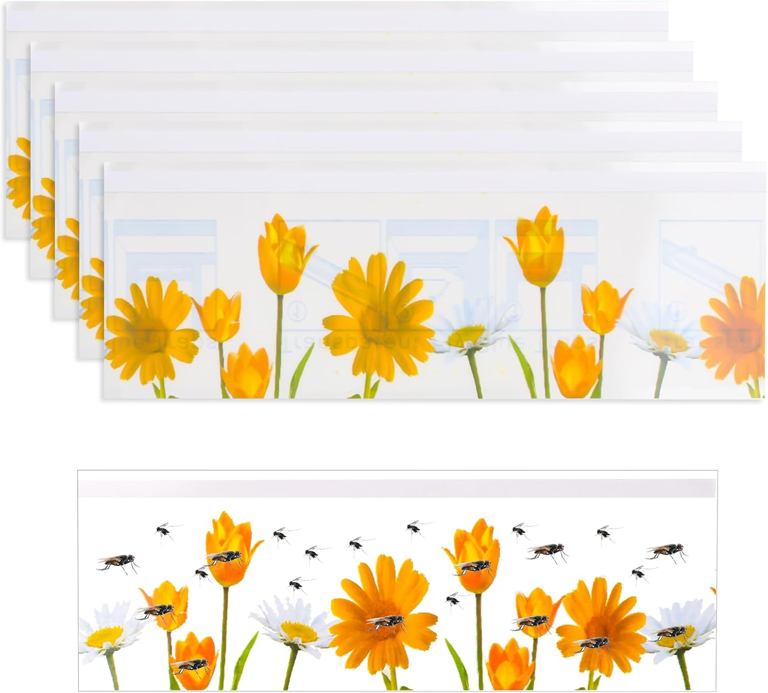smtfcty 30PCS Window Fly Traps Window Fly Stickers Indoor,Flyer Catcher Floral Pattern Design Sticky Flying Catcher for Indoor Houseflies Gnat,Nontoxic and Pesticide Free