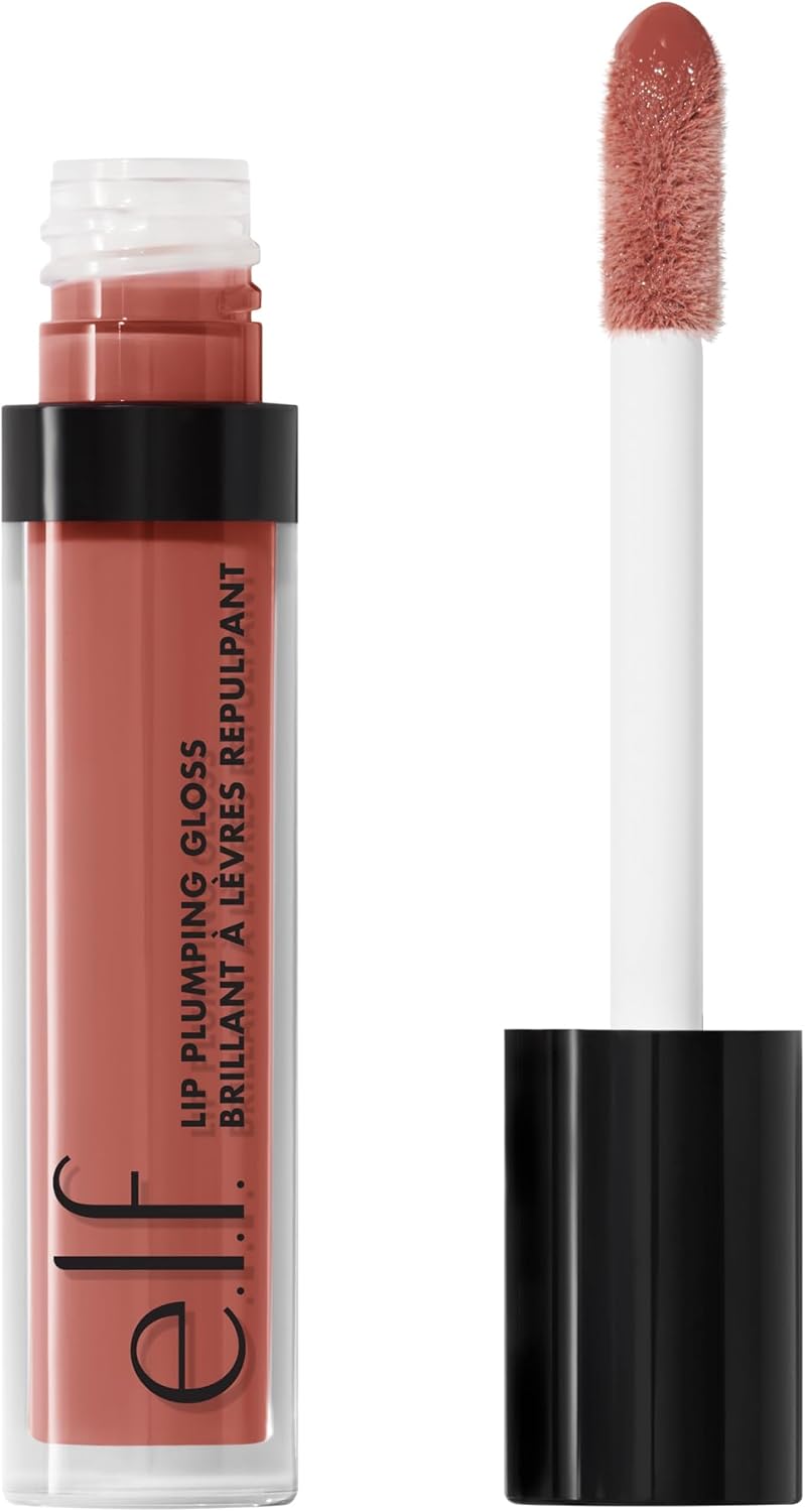 e.l.f. Lip Plumping Gloss, Hydrating, Nourishing, Invigorating, High-Shine, Plumps, Volumizes, Cools, Soothes, Mocha Twist, 2.70 ml (Pack of 1)
