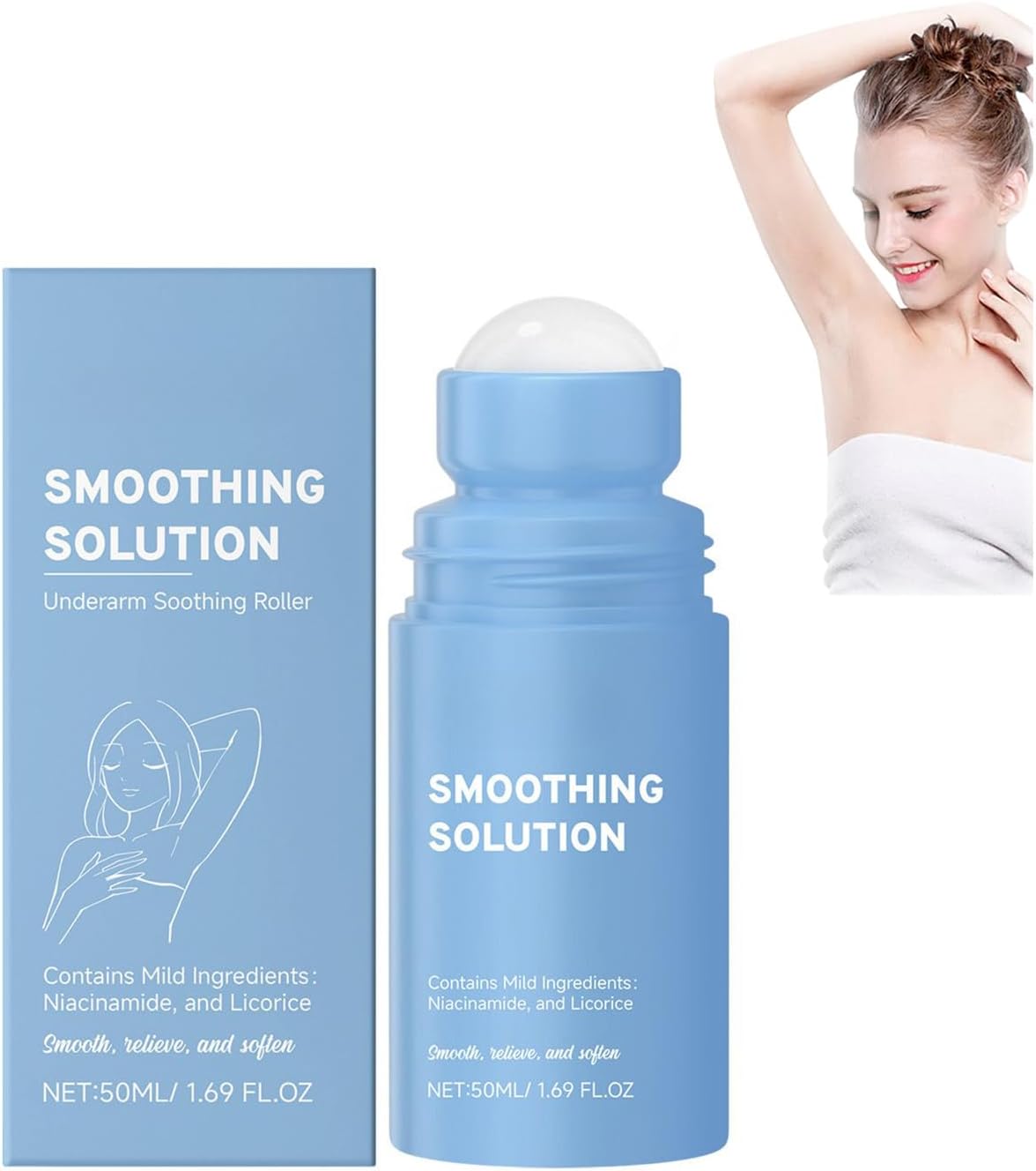 After Shave Soothing Roll-On Serum,Smoothing Solution Ingrown Hair Treatment for Underarms,Face,Neck and Legs,Razor Bumps Treatment,Gently Cleanses Armpits Moisturizing And Soothing Skin Serum