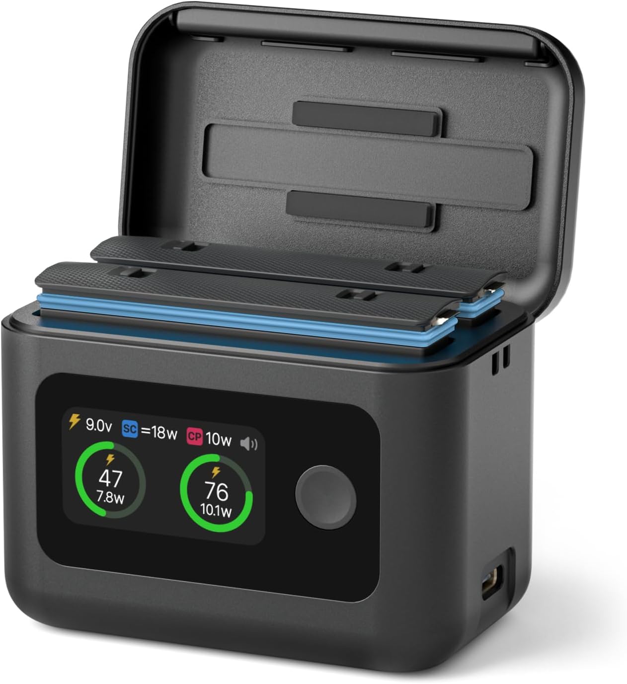 SYMIK Insta 360 X5 Battery Charger for Insta360 X5 Accessories, 27W Dual Fast Charging Case w/LCD Display, Intelligent Two Way Charger Hub for Insta360 X5 Batteries, Shows Battery SOC, Charger Only