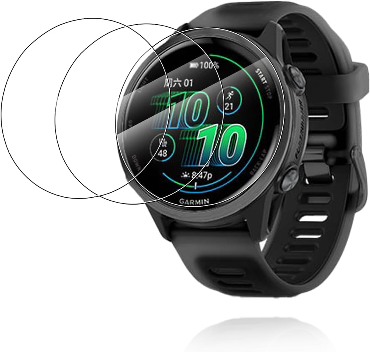 Soft TPU Screen Protector for Garmin Forerunner 570 47mm Smartwatch - Flexible Film, Ultra-Thin, Lightweight, High Clarity, Shockproof, 3-Pack