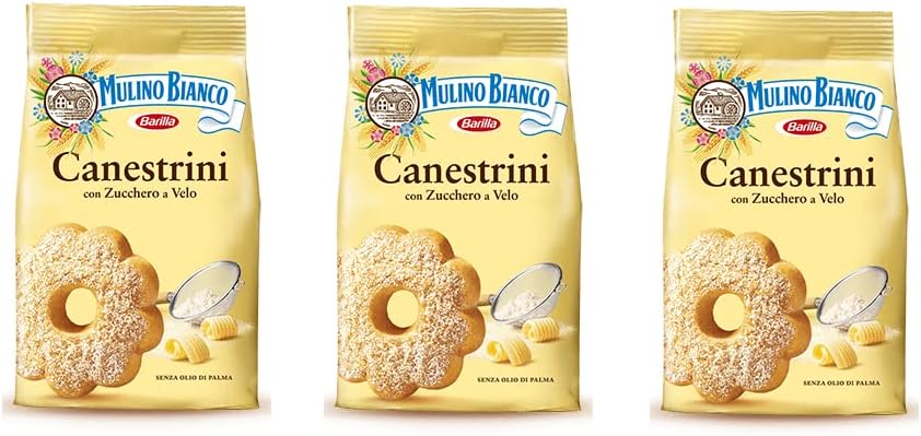 3x Mulino Bianco Canestrini Sugar Coated Biscuits Cookies 200 g