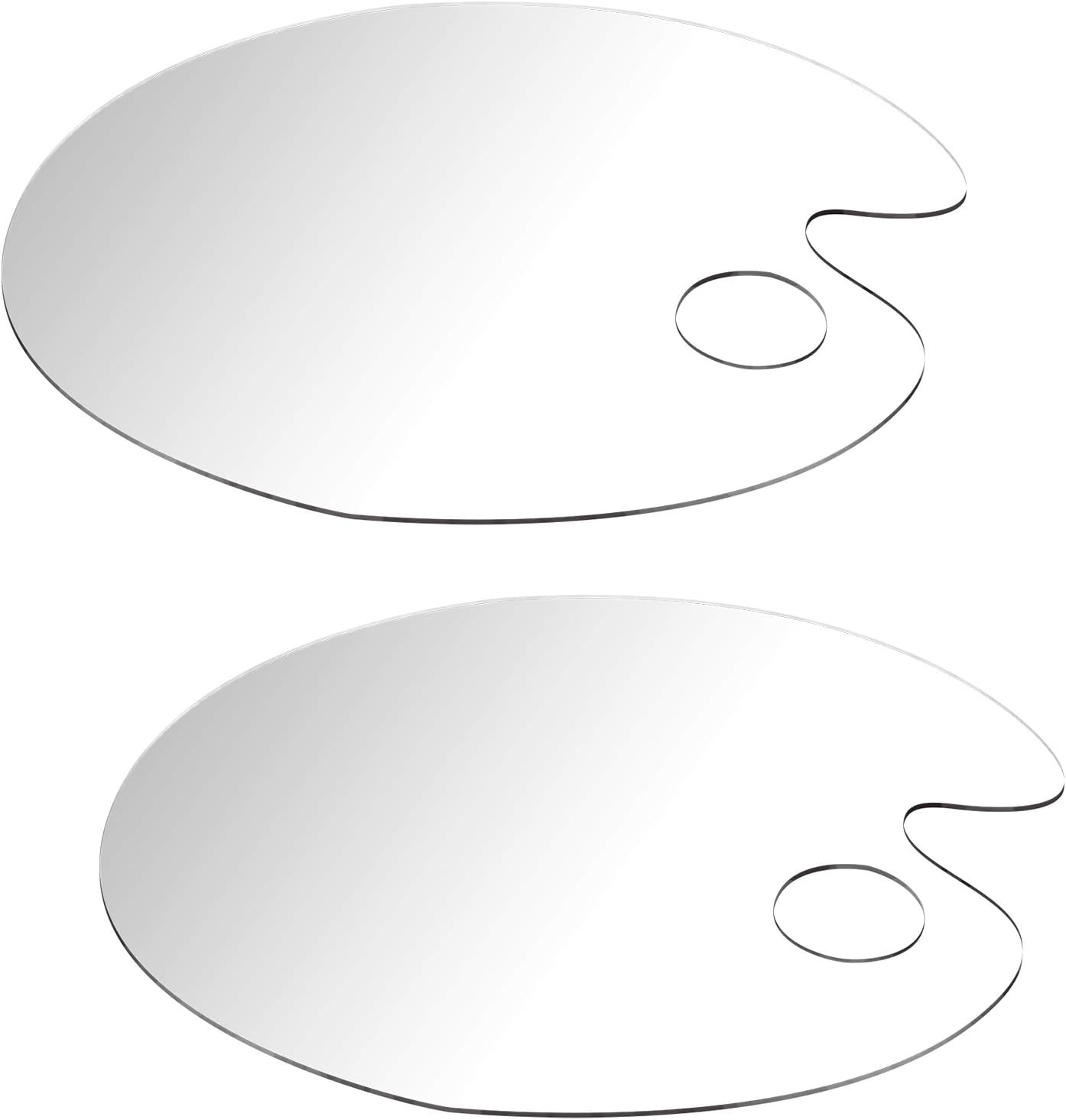 2PCS Clear Acrylic Paint Palette, Non-Stick Oil Paint Palette Oval Shaped Artist Mixing Palette Art Paint Tray Palettes with Protective Film for DIY Art Craft Painting (25 x 15 cm)