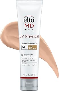 EltaMD UV Physical Tinted Sunscreen for Face, SPF 41 Tinted Sunscreen, 100% Mineral Active Sunscreen