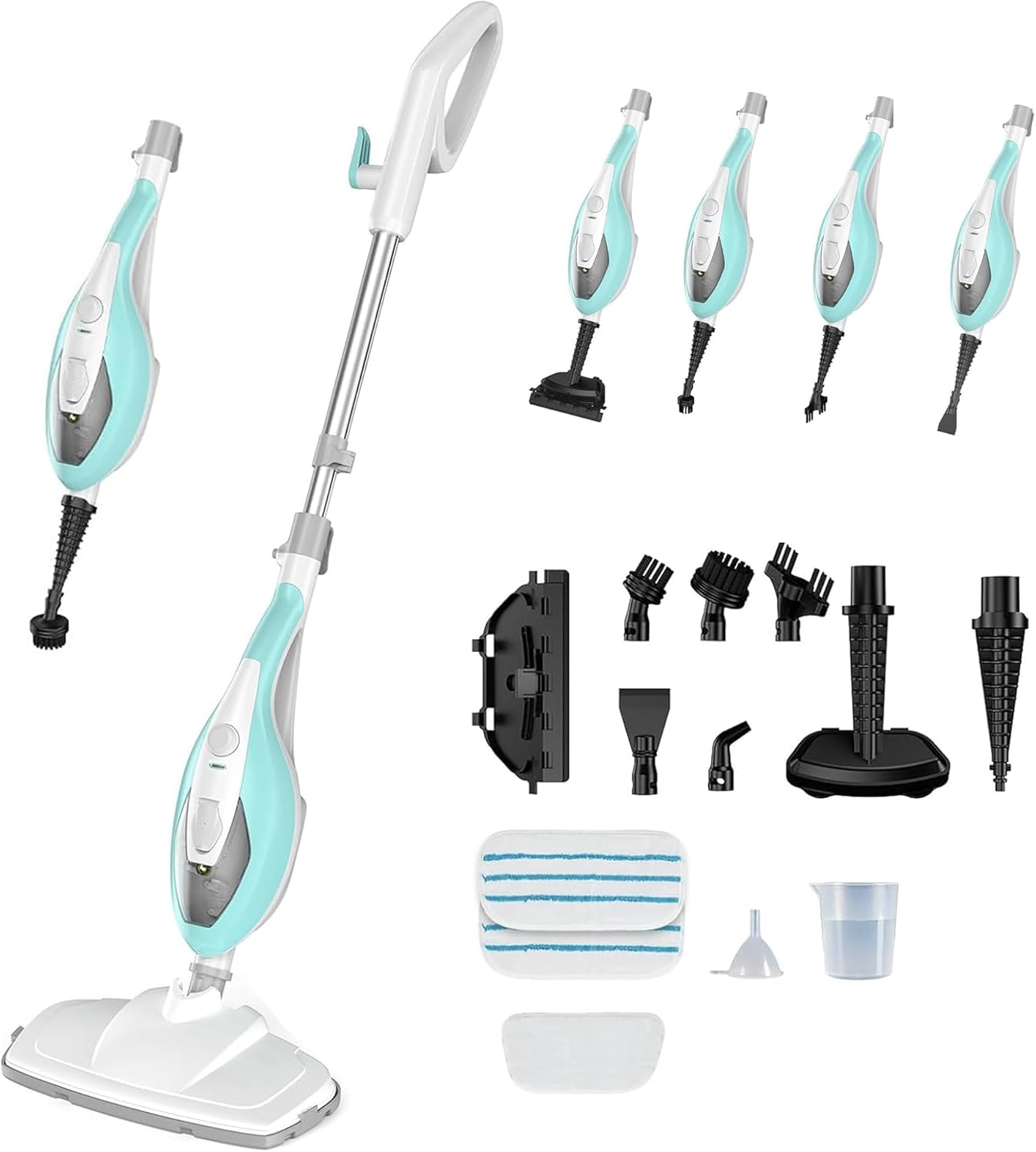 Steam Cleaner for Home, Handheld Floor Steamer Cleaner, Lightweight All in 1 Steam Mop Detachable Steamer for Hardwood Floor Tile Couch, 2 Washable Pads, 1550W 212°F Deep Cleaning, White and Green