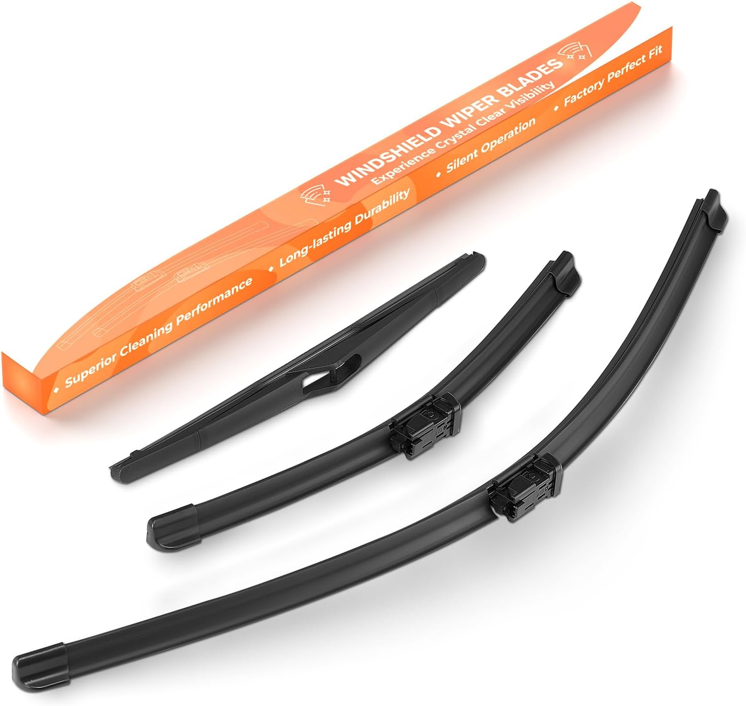 GEARCELL Front + Rear Wiper Blade Set Compatible With Ford Fiesta MK7 Hatch 2008-2016, Automotive Replacement Windscreen Wiper Blades OEM Quality Easy Install 26"+15"+12" (Set of 3)