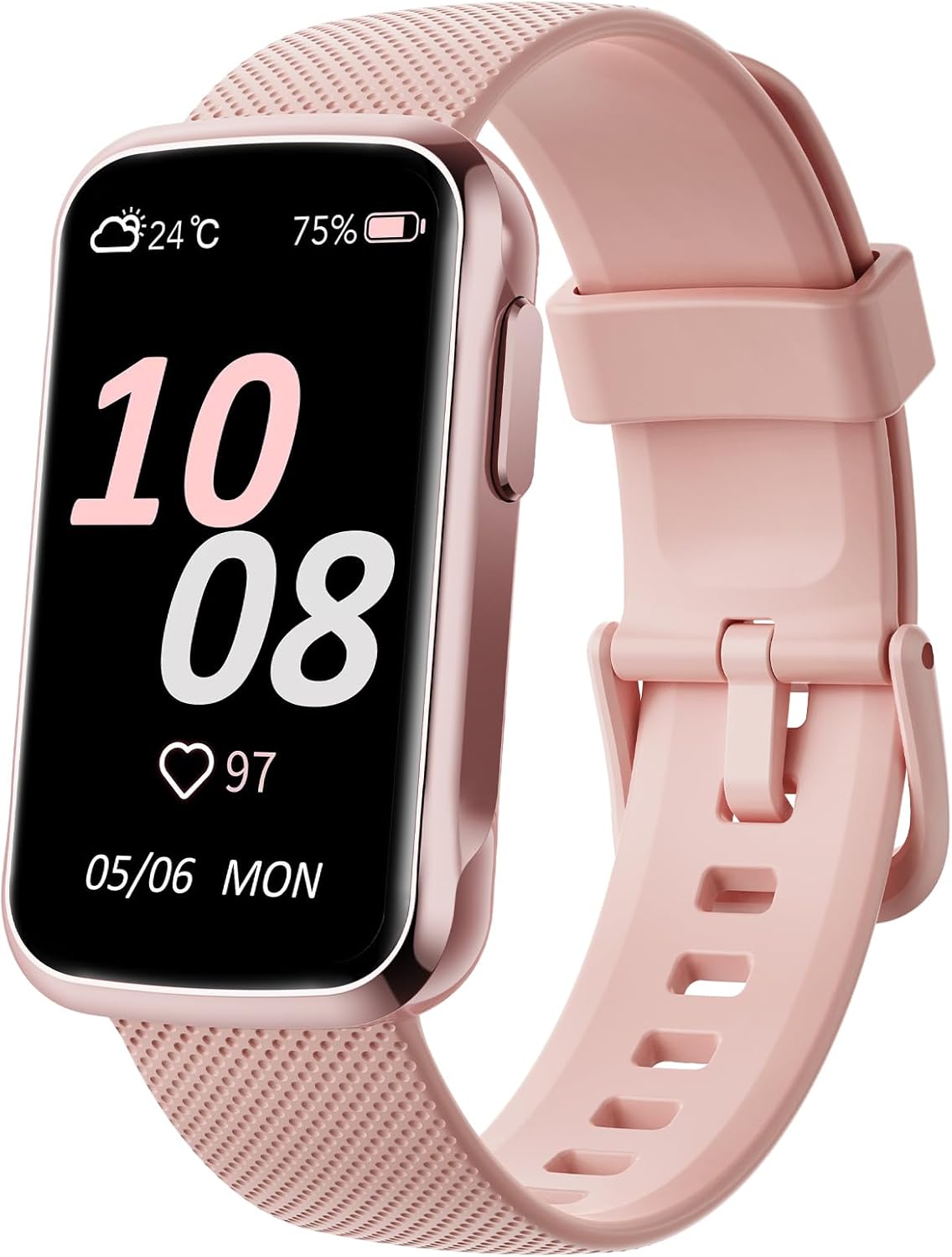 TIMU Fitness Tracker with 24 Sports Modes, 24/7 Heart Rate, Sleep Monitor, IP68 Waterproof for Women Men, Step Calorie Counter (Pink)