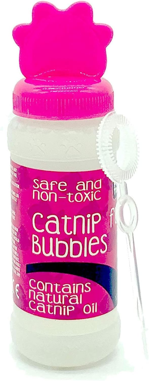 120 ml Catnip Fun Bubbles for Cats and Kittens that contains NATURAL CATNIP OIL for Interactive Play (Pink (120ml))