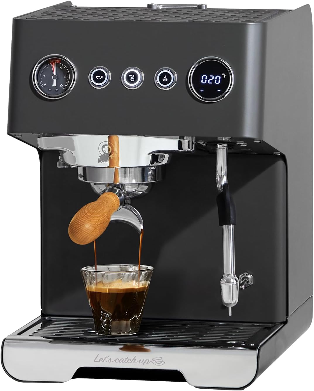Gemilai G3028A Espresso Machine, 15 Bar Professional Coffee Maker with Adjustable Pressure & Automatic Milk Frother, Dual PID & 550ml Boiler, 57oz Tank, Stainless Steel for Cappuccino, Latte Grey