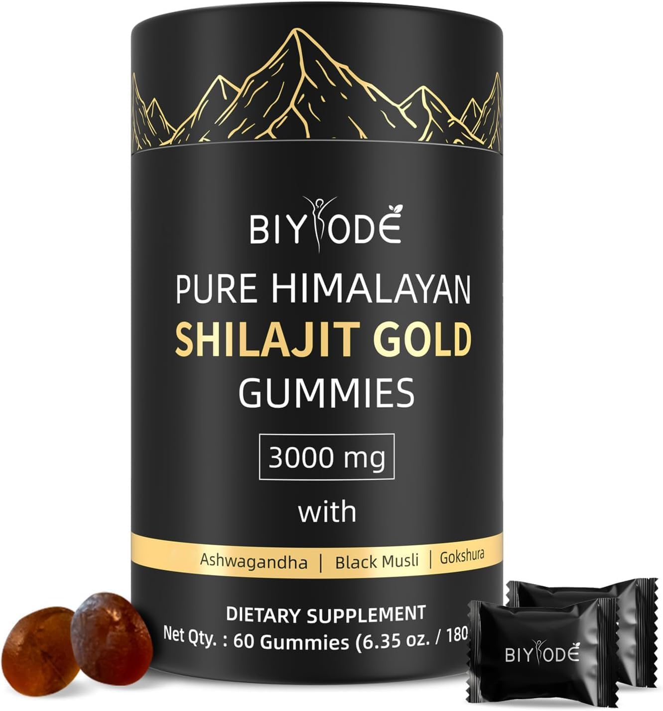Shilajit Gummies: Pure Shilajit Himalayan Rich in Ashwagandha Gaulshura Fulvic Acid 85 Micronutrients Suitable for Men and Women No Added Sugar Non-GMO 100% Natural Organic 60 Gummies