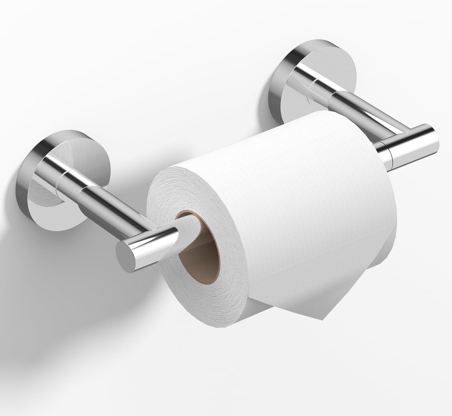 HITSLAM Chrome Toilet Roll Holder Wall Mounted, Double Post Pivoting Toilet Paper Holder, SUS304 Stainless Steel Toilet Tissue Holder, Toilet Accessories for Bathroom, Kitchen, Washroom