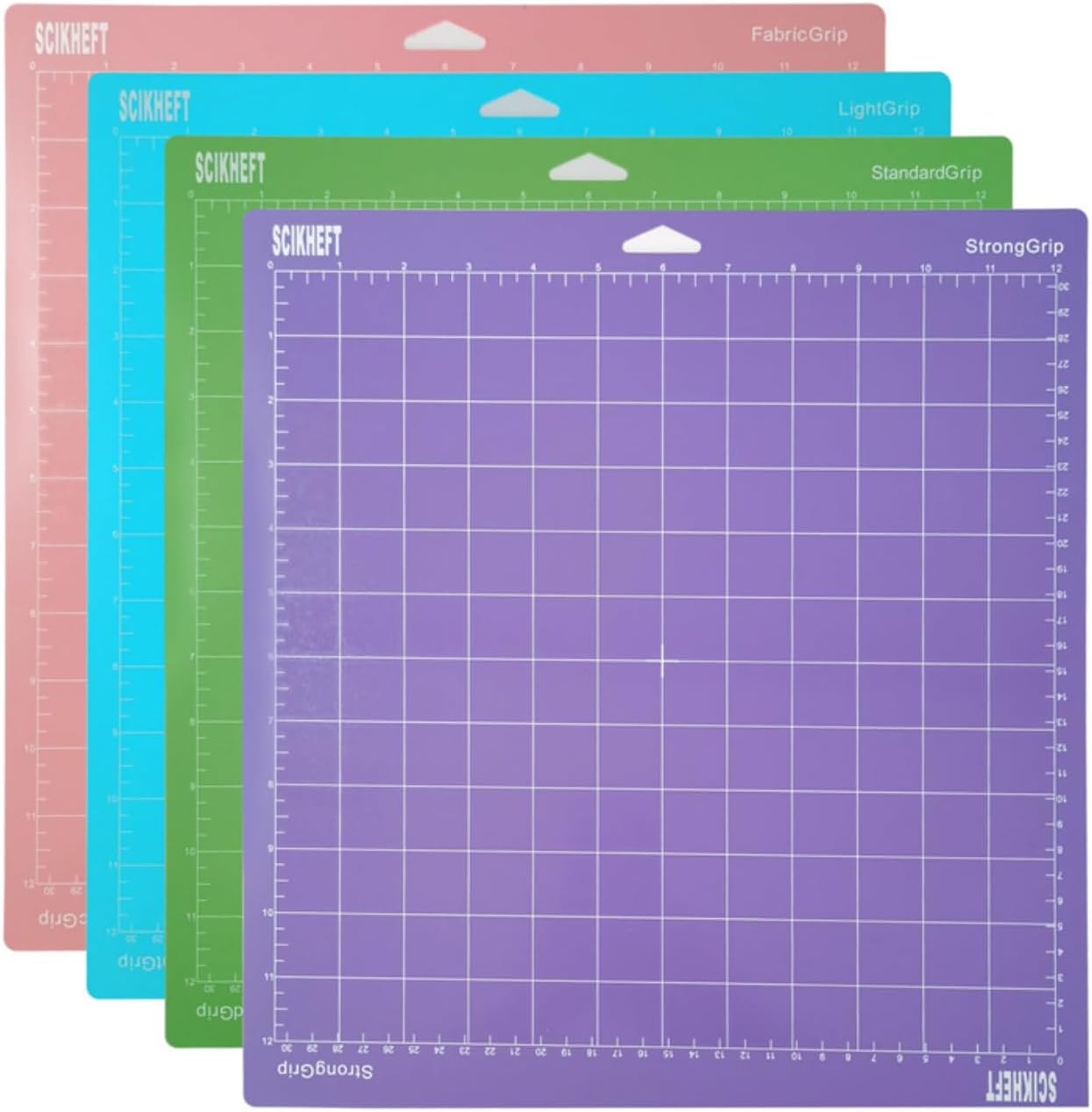 12x12 Inch Cutting Mats for Cricut Maker 4/Explore 4/Maker 3/Explore 3/Explore Air 2 Adhesive Sticky Non-Slip Durable Mat Cut Mats Replacement Accessories (Green+Purple+Pink+Blue)