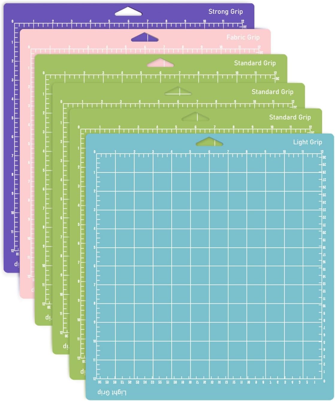 [6 Pack] Cutting Mat (12x12) Inch for Cricut Maker and Explore Cutting Machines, Light/Standard/Grip/FabricGrip Cut All The Essentials, from Delicate Paper to Heavier Specialty Materials