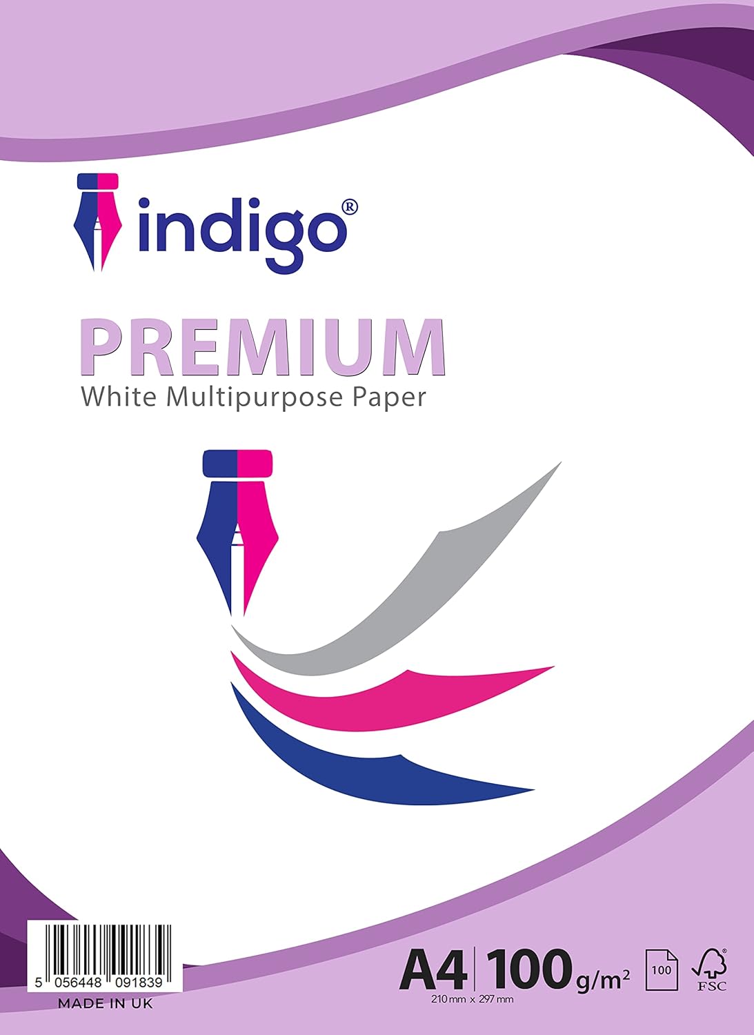 Indigo® A4 Premium White Multipurpose Copier Paper – 100GSM, Pack of 100 Sheets – Smooth Finish for Inkjet, Laser & Copier Use